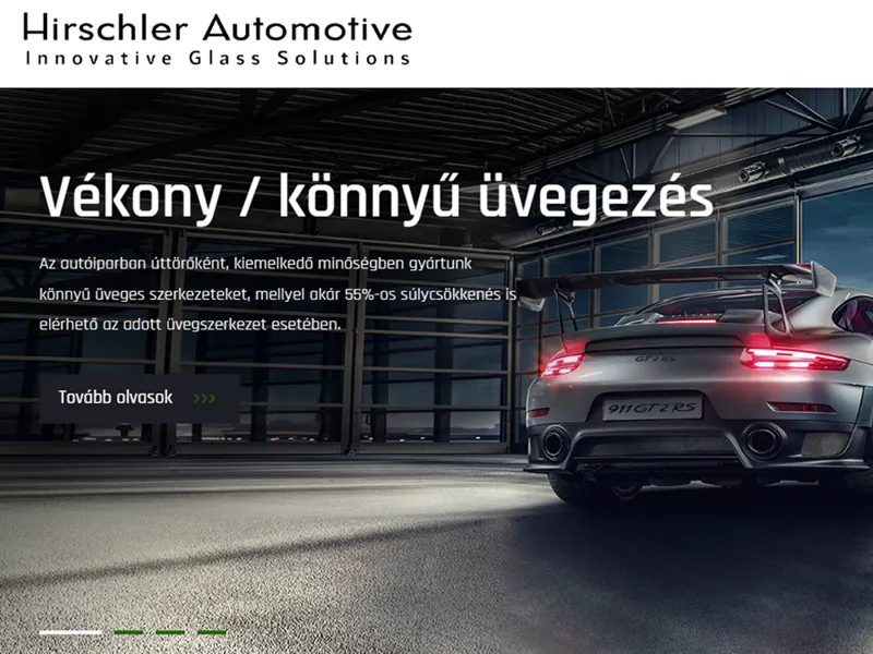 Hirschler Automotive — Autóipar weboldal előnézet