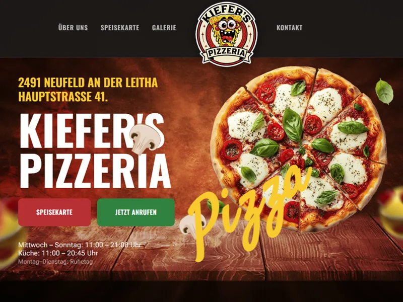 Kiefers Pizzeria — Vendéglátás weboldal előnézet