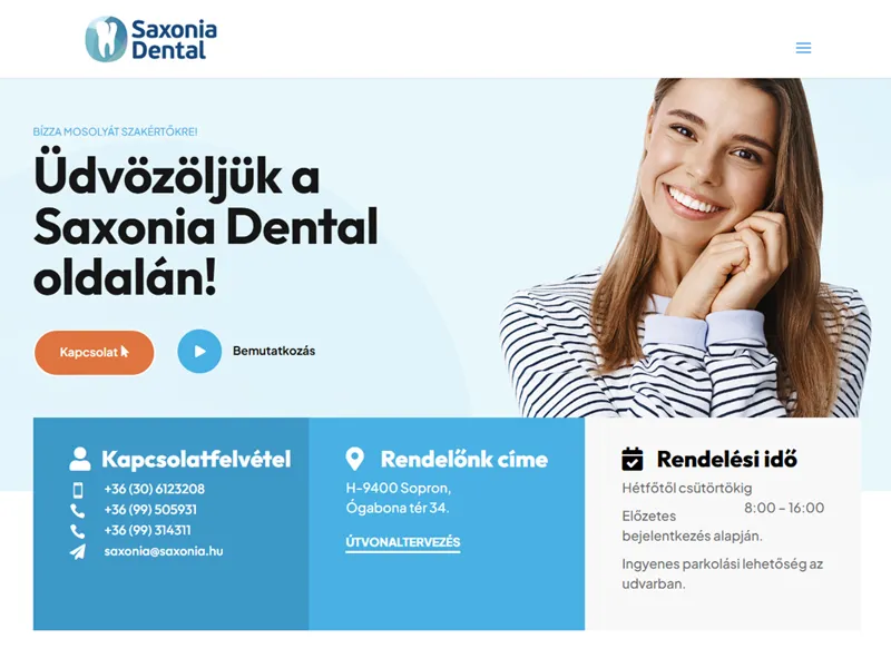 Saxonia — Egészségügy weboldal előnézet