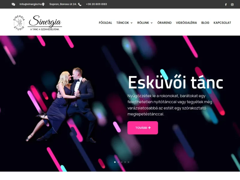 Sinergia — Táncoktatás weboldal előnézet