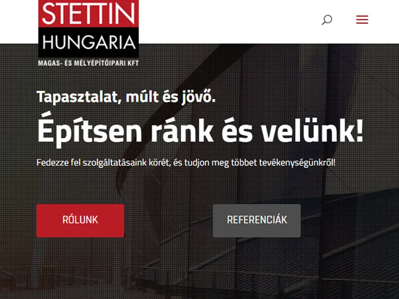 Stettin Hungária — Építőipar weboldal előnézet